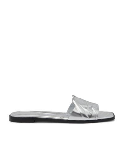 Shop Alexander Mcqueen Leather Embossed Sandals In Silver