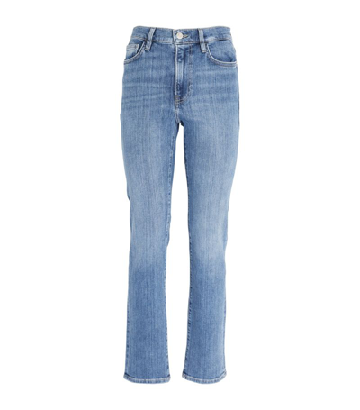 Shop Frame Le High Long Straight Jeans In Blue