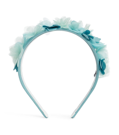 Shop Il Gufo Floral Embellished Headband In Blue