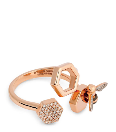Shop Bee Goddess Rose Gold And Diamond Honeycomb Ring (size 54)