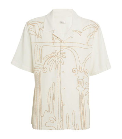 Shop Commas Short-sleeve Embroidered Shirt In Beige