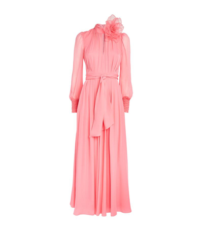 Shop Me+em Silk Corsage Maxi Dress In Pink