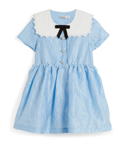 Shop Self-portrait Collared Short-sleeve Dress (3-12 Years) In Blue