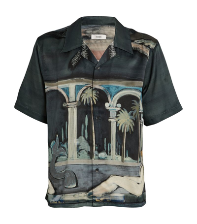 Shop Commas Short-sleeve Printed Shirt In Navy