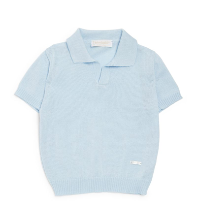 Shop Bimbalò Knitted Polo Shirt (3-24 Months) In Blue