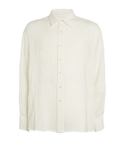 Shop Commas Linen Ribbed Shirt In White