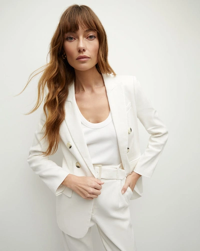 Shop Veronica Beard Bexley Stretch-linen Dickey Jacket In Off-white