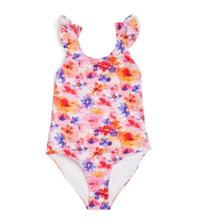 Shop Il Gufo Floral Ruffle Swimsuit (4-12 Years) In Multi