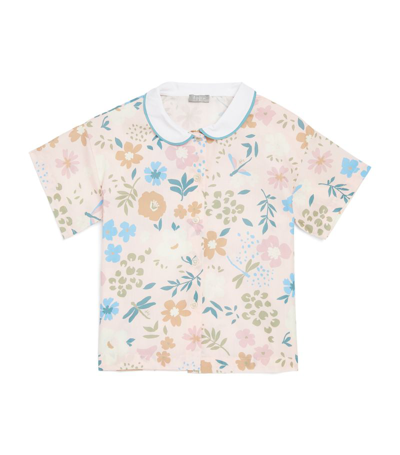 Shop Il Gufo Cotton Floral Short-sleeve Shirt (3-12 Years) In Pink