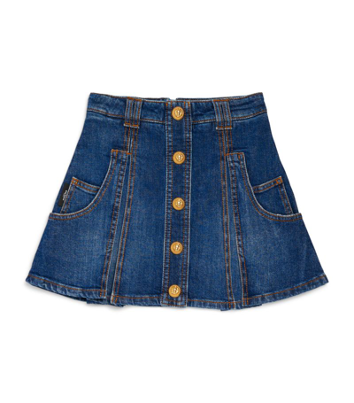 Shop Balmain Pleated Denim Skirt (4-14 Years) In Blue