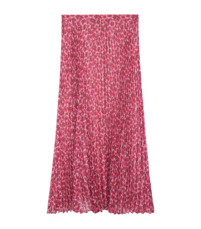 Shop The Kooples Floral Print Maxi Skirt In Pink