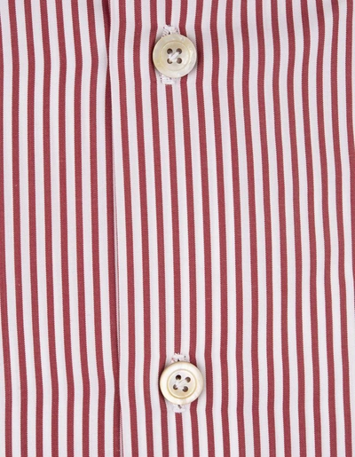 Shop Kiton And White Striped Classic Shirt In Red