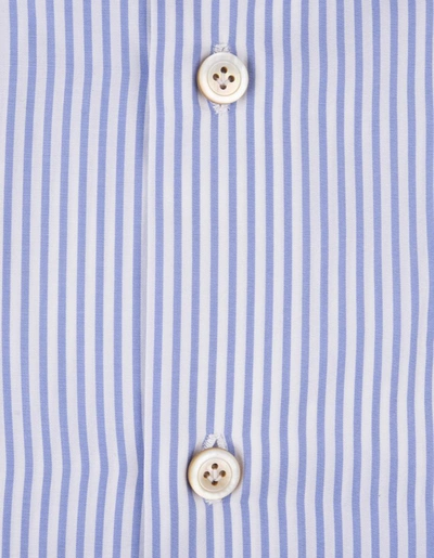 Shop Kiton Light And White Striped Classic Shirt In Blue
