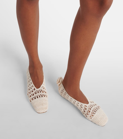 Magda Butrym Crochet Ballet Flats With Cuir Sole In Weiss