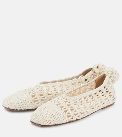 Shop Magda Butrym Floral-appliqué Crochet Ballet Flats In Weiss