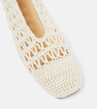 Shop Magda Butrym Floral-appliqué Crochet Ballet Flats In Weiss