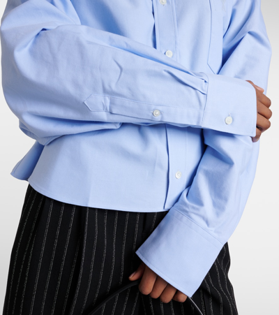 Shop Ami Alexandre Mattiussi Ami De Caur Cropped Cotton Shirt In Blau