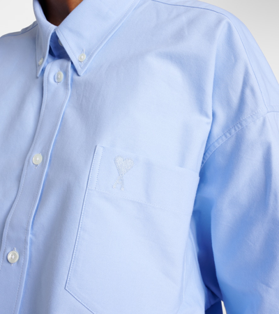 Shop Ami Alexandre Mattiussi Ami De Caur Cropped Cotton Shirt In Blau