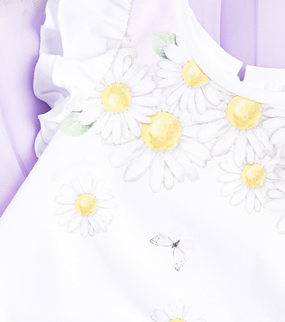 Shop Monnalisa Baby Cotton-blend Jersey Dress In Weiss
