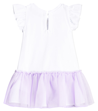 Shop Monnalisa Baby Cotton-blend Jersey Dress In Weiss