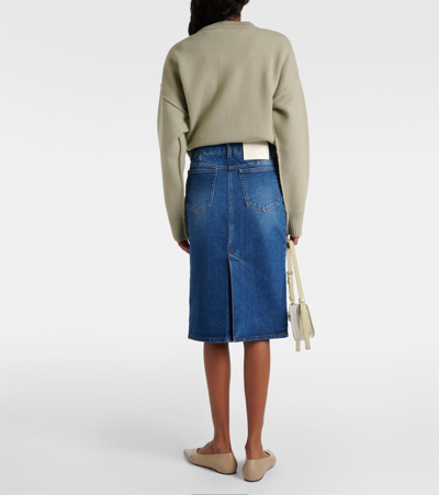 Shop Ami Alexandre Mattiussi Denim Pencil Skirt In Blau