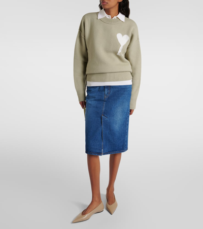 Ami Alexandre Mattiussi Ami Alexandre Matiussi Denim Midi Skirt In Seven In Blau