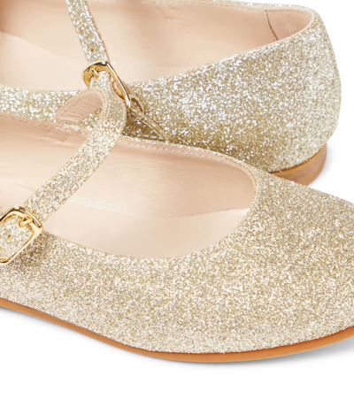 Il Gufo Glitter Mary Jane Flats In Gold