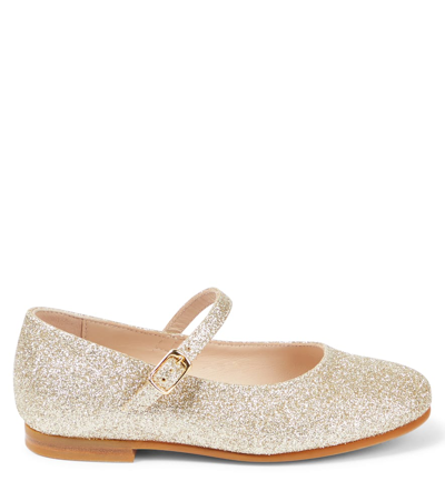 Il Gufo Glitter Mary Jane Flats In Gold