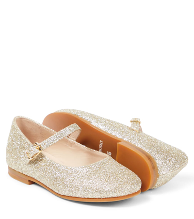 Il Gufo Glitter Mary Jane Flats In Gold