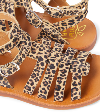 Shop Pom D'api Plagette Gladiator Leopard-print Sandals In Braun