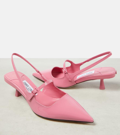 Shop Jimmy Choo Didi 45 Patent Leather Slingback Pumps In Pink