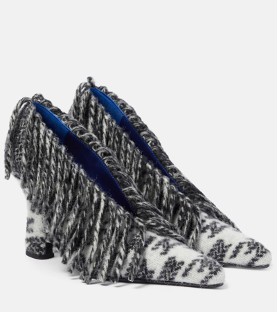 Shop Burberry Sweep 100 Fringed Wool Pumps In Multicolor
