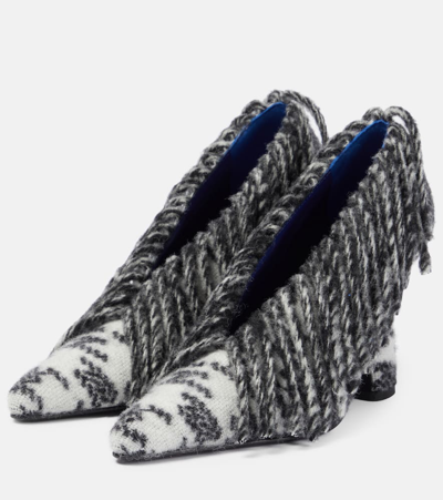 Shop Burberry Sweep 100 Fringed Wool Pumps In Multicolor