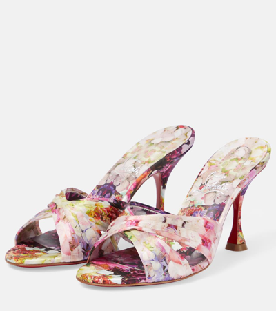 Christian Louboutin Nicol Is Back Floral Silk Satin Sandals In Multicolor