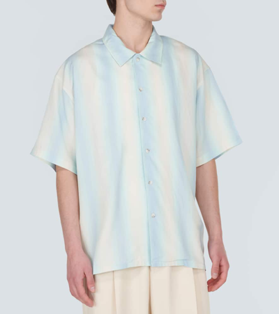 Shop Commas Oversized Striped Bowling Shirt In Blau