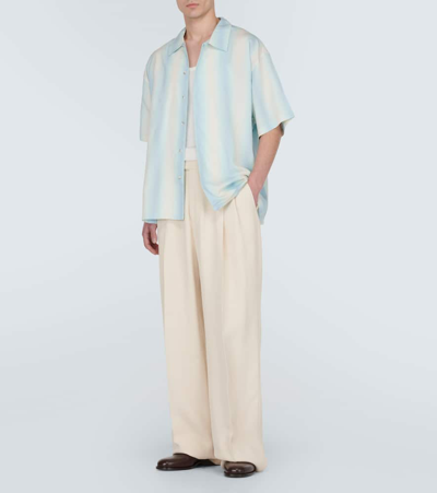 Shop Commas Oversized Striped Bowling Shirt In Blau