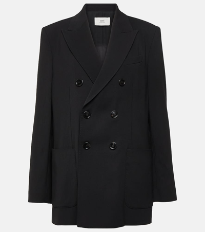 Ami Alexandre Mattiussi Ami Paris Double-breasted Tricotine In Schwarz