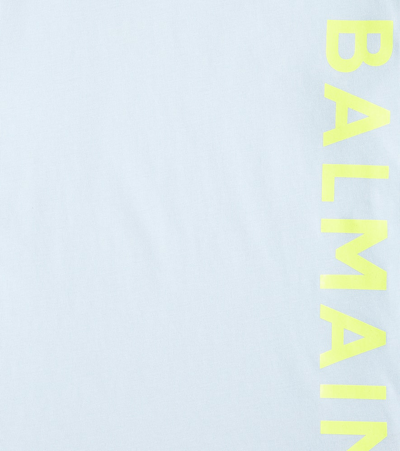 Shop Balmain Logo Cotton Jersey T-shirt In Blau