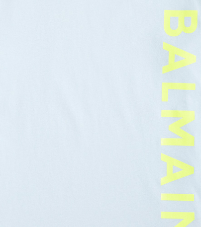 Balmain Logo Cotton Jersey T-shirt In Blau