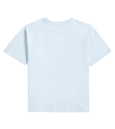Shop Balmain Logo Cotton Jersey T-shirt In Blau