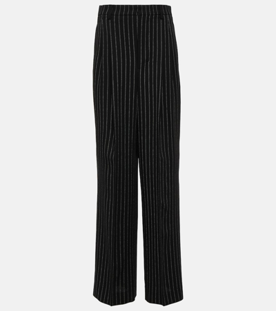 Ami Alexandre Mattiussi Wide Legged Pinstripe Trousers With In Black