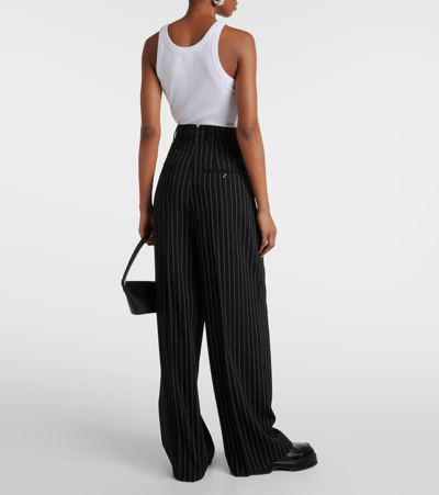 Ami Alexandre Mattiussi Wide Legged Pinstripe Trousers With In Black