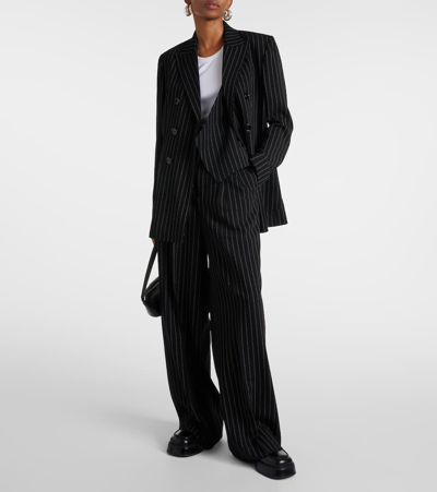 Shop Ami Alexandre Mattiussi High-rise Wool Wide-leg Pants In Black