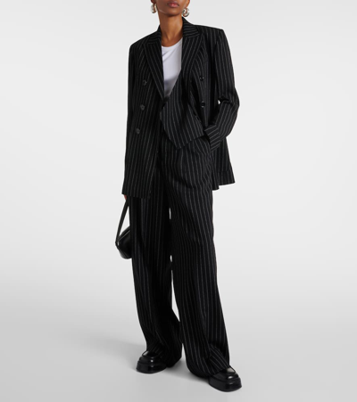 Ami Alexandre Mattiussi Wide Legged Pinstripe Trousers With In Black