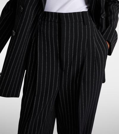 Ami Alexandre Mattiussi Wide Legged Pinstripe Trousers With In Black