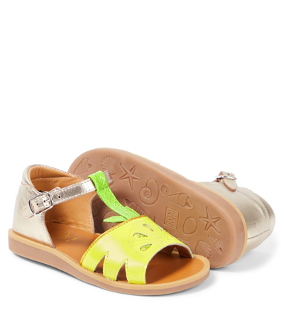 Shop Pom D'api Poppy Agrume Leather Sandals In Multicolor