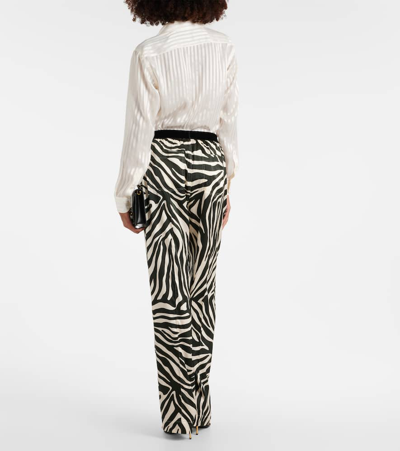 Tom Ford Zebra-print Silk-blend Satin Straight-leg Pants In Multicolor
