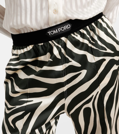 Tom Ford Zebra-print Silk-blend Satin Straight-leg Pants In Multicolor