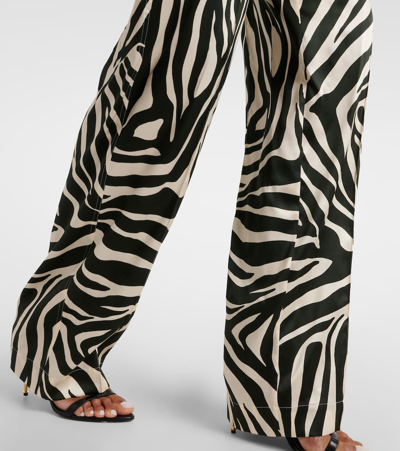 Tom Ford Zebra-print Silk-blend Satin Straight-leg Pants In Multicolor