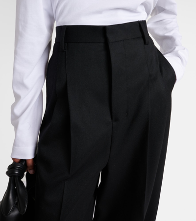 Ami Alexandre Mattiussi High-rise Wool Wide-leg Pants In Schwarz